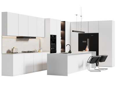 现代整体橱柜 厨房中岛台