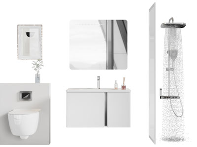 现代洗手台 淋浴花洒 马桶