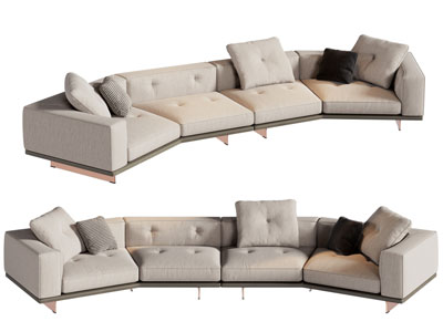 现代弧形多人沙发