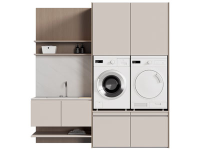 现代阳台洗衣机收纳柜