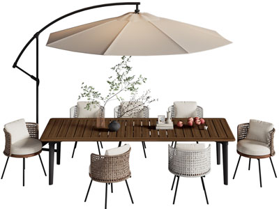 现代遮阳伞 休闲餐桌椅组合