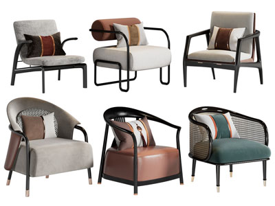 新中式扶手椅子 休闲椅子 单人沙发