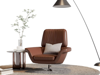 现代休闲椅子 边几 落地灯