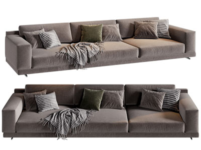 现代布艺多人沙发