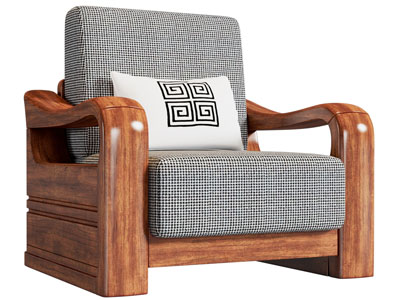 新中式实木单人沙发