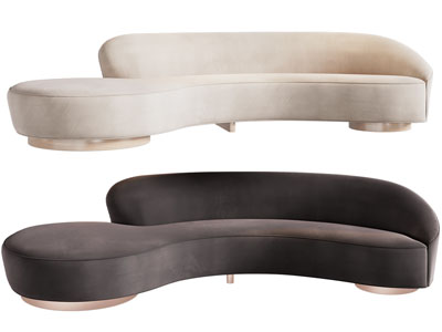 现代轻奢弧形多人沙发