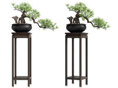 新中式松树盆景盆栽植物 摆件组合