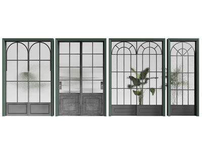 法式玻璃双开门 推拉门3d模型 法式玻璃双开门 推拉门