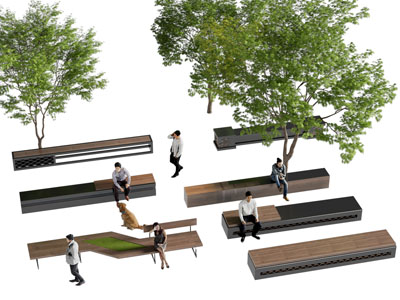 现代公共景观造型长凳