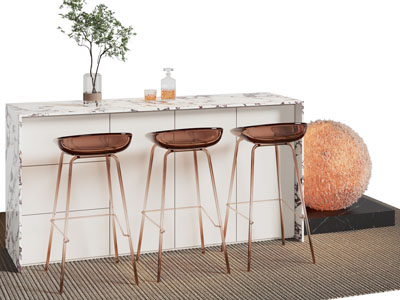 现代轻奢大理石吧台吧椅