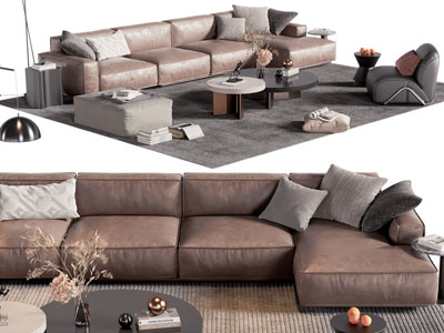 现代转角多人沙发 懒人沙发和茶几组合