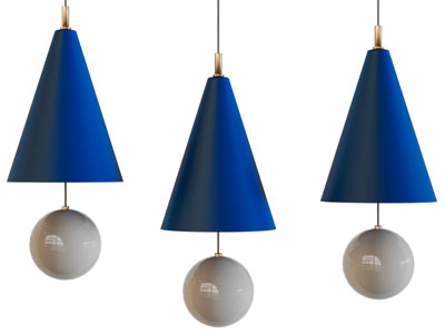 现代蓝色灯罩吊灯
