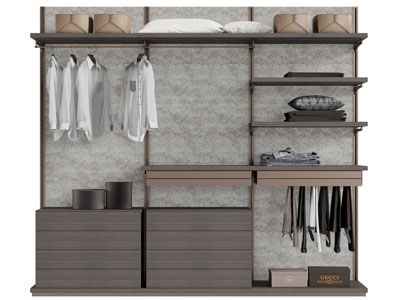 新中式开放式衣柜3d模型 新中式开放式衣柜