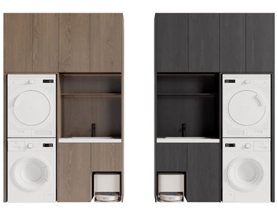 现代阳台洗衣机 烘干机收纳柜