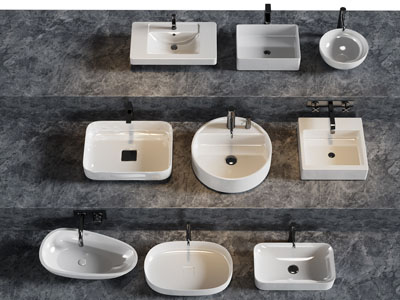 现代陶瓷洗手盆 水龙头