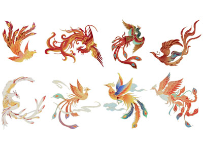 新中式凤凰剪纸 墙贴 贴画 墙饰