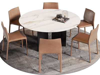 现代圆形餐桌椅组合