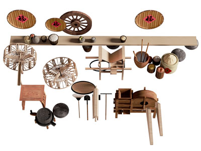 新中式石磨 面条机农具美陈