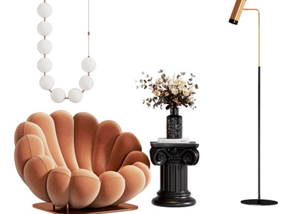 现代花朵造型的休闲单人沙发 边几