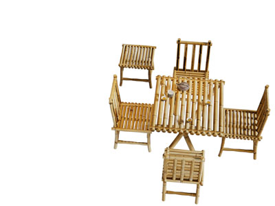 新中式竹编餐桌椅组合