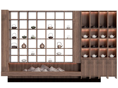 新中式实木装饰柜 茶壶茶具杯子