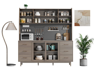 北欧实木餐边柜 落地灯