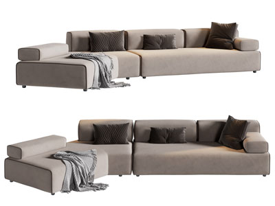 现代转角多人沙发