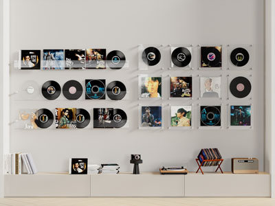 现代墙面黑胶唱片装饰收纳架 背景墙3d模型 现代墙面黑胶唱片装饰收纳架 背景墙