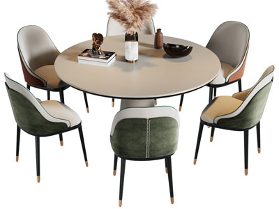 现代圆形餐桌椅组合