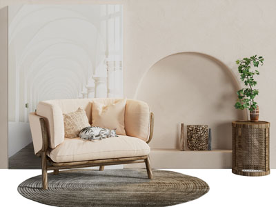 侘寂风休闲椅子 边几