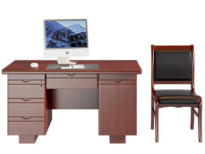 现代中古风书桌椅组合3d模型 现代中古风书桌椅组合