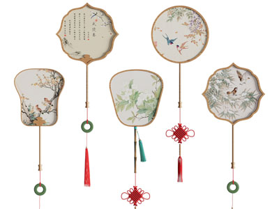 新中式扇子墙饰挂件