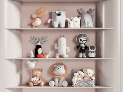 现代卡通动物玩偶摆件组合