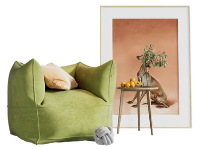 现代懒人沙发 边几 地画