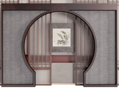 新中式门拱 推拉门3d模型 新中式门拱 推拉门