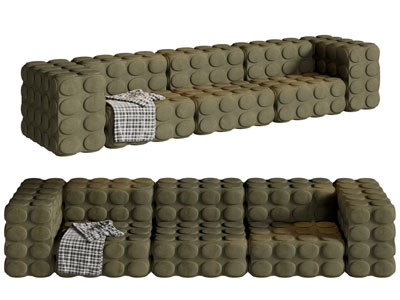 现代拼接块状多人沙发