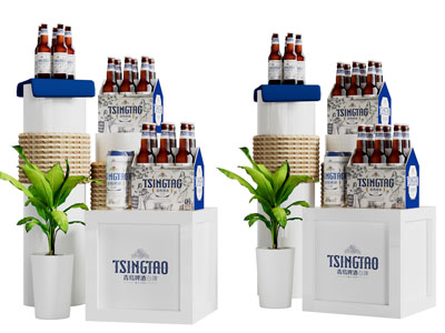 现代啤酒摆台 展台 展览