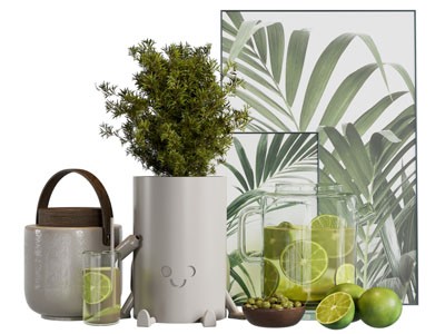 现代花瓶花卉 茶壶 杯子 装饰画摆件组合