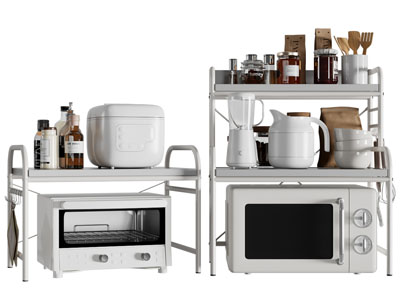 现代微波炉 调味瓶 厨具装饰收纳架