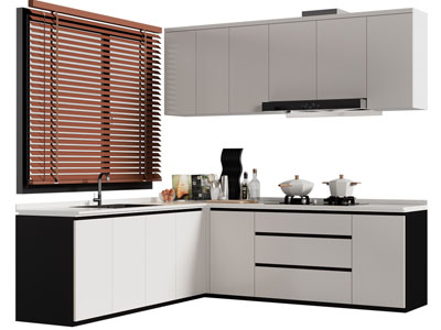 现代整体橱柜 吊柜 百叶窗帘