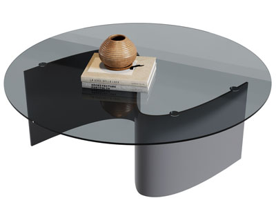 现代圆形玻璃茶几3d模型 现代圆形玻璃茶几