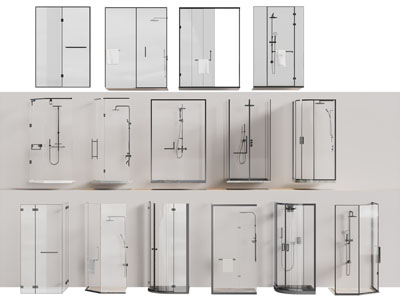 现代钻石 圆弧形 方形玻璃淋浴房3d模型 现代钻石 圆弧形 方形玻璃淋浴房