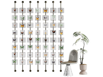 现代蝴蝶标本展示架 背景墙3d模型 现代蝴蝶标本展示架 背景墙