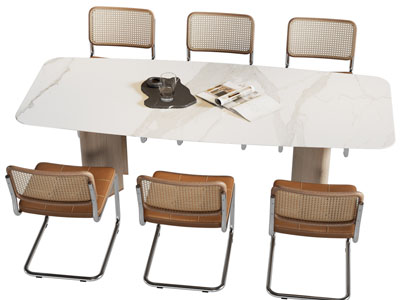 现代长方形餐桌椅组合