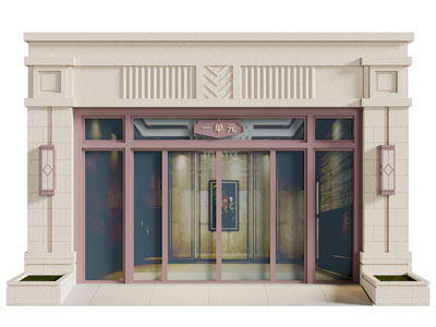 现代社区大楼单元入户门 大门3d模型 现代社区大楼单元入户门 大门