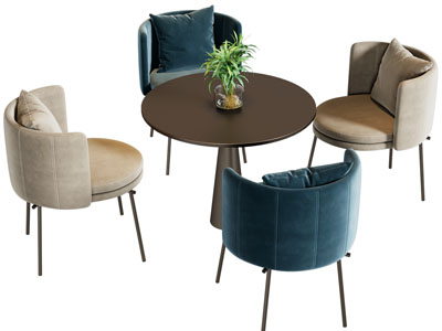 现代休闲圆形餐桌椅组合