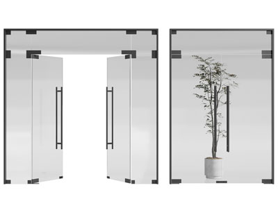 现代办公玻璃双开门 大门3d模型 现代办公玻璃双开门 大门