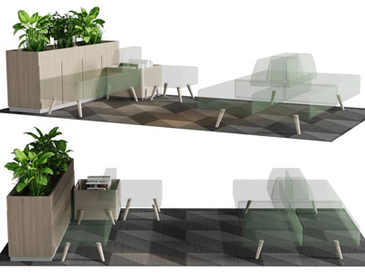 现代方形玻璃茶几 花箱盆栽植物3d模型 现代方形玻璃茶几 花箱盆栽植物