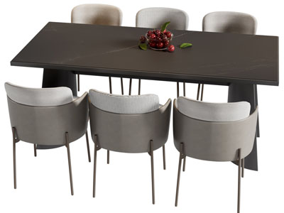 现代长方形餐桌椅组合