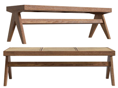 侘寂风实木长方形凳子